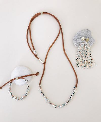 Annie Beaded Fringe Earring- Confetti *1 LEFT*