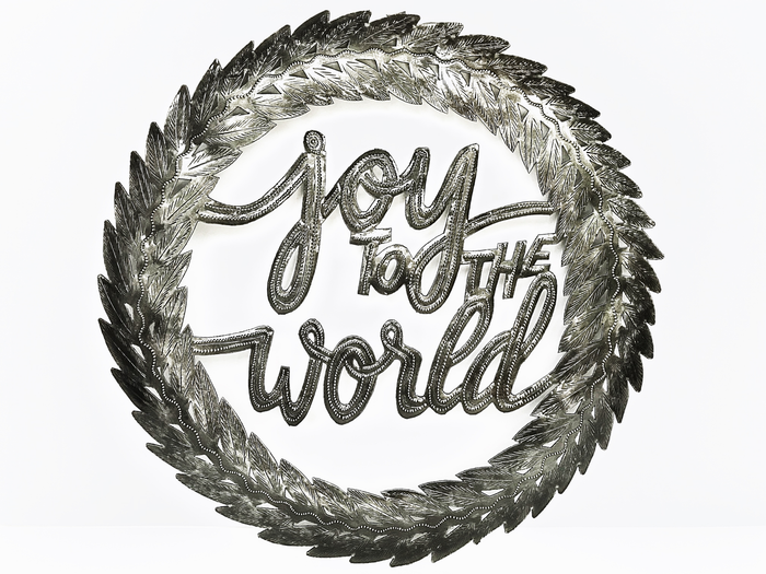 Joy Wreathe Metal Sign