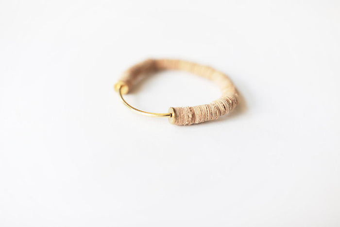 Cream Leather Arc Bracelet