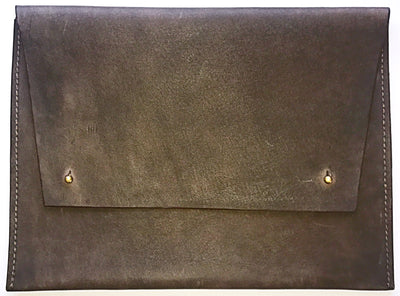 Brown Oversized Leather Portfolio Clutch